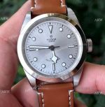 Swiss Tudor Black Bay 41 Watch Cal.2824 Silver Dial Brown Leather Strap